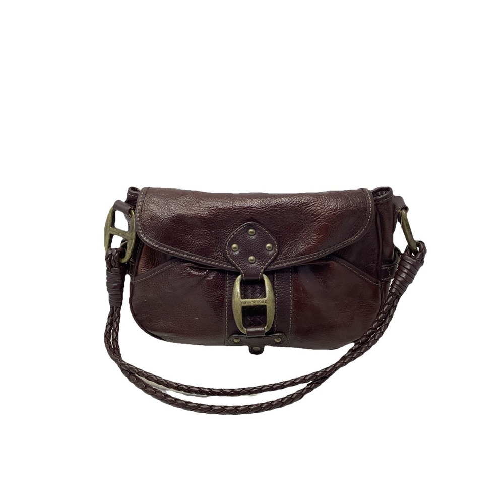 Cul De Sac Braided Handle Chocolate Brown Leather Shoulder Bag Brass Hardware